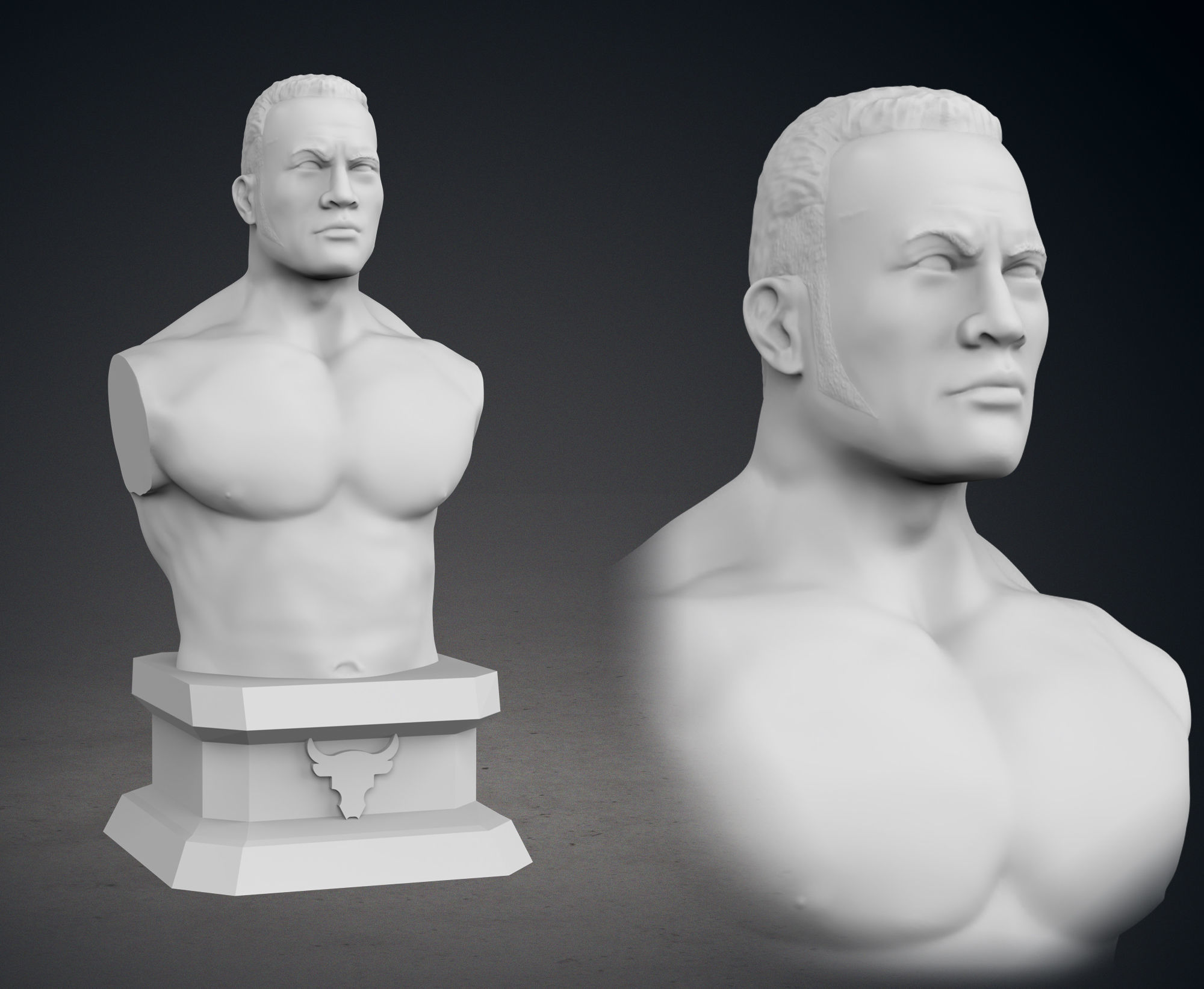 Classic WWE Pack Busts - The Rock - Triple H - Brock Lesnar 3D print model_11