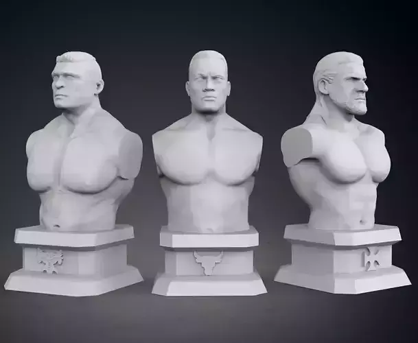 Classic WWE Pack Busts - The Rock - Triple H - Brock Lesnar 3D print model