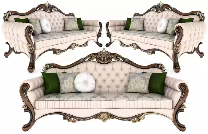 Rose Sofa Low-poly 3D model