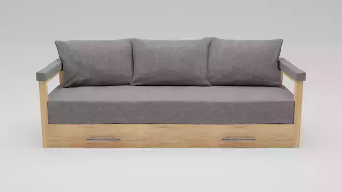 Simple sofa for apartment interior low poly