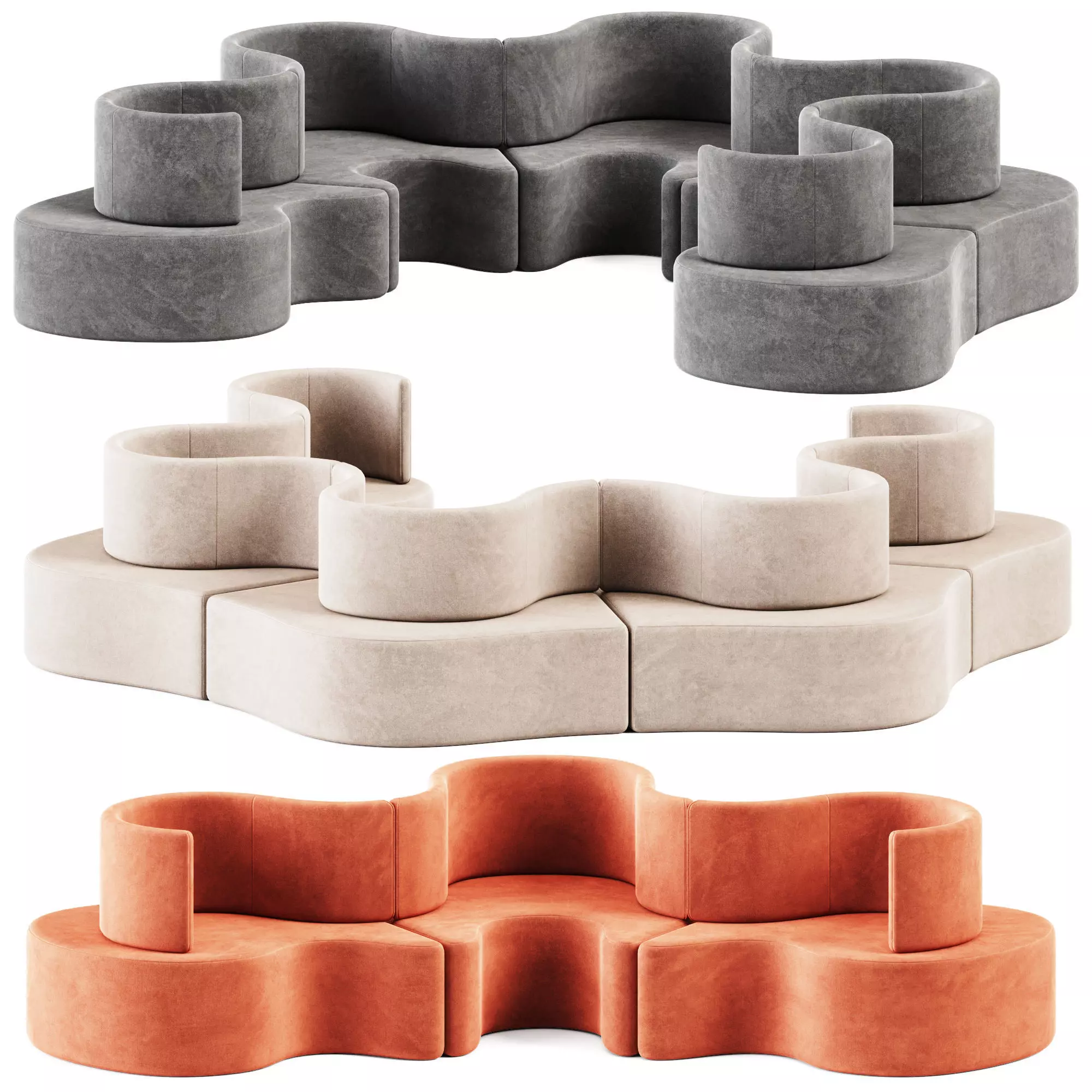 Cloverleaf Modular Sofa by Verpan 3D model_0