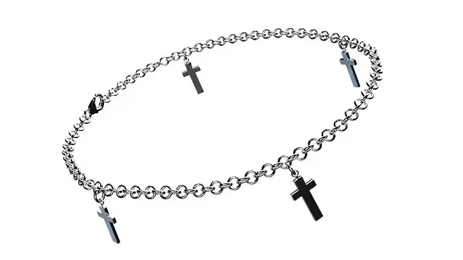 Silver Cross Charm Bracelet 3D model