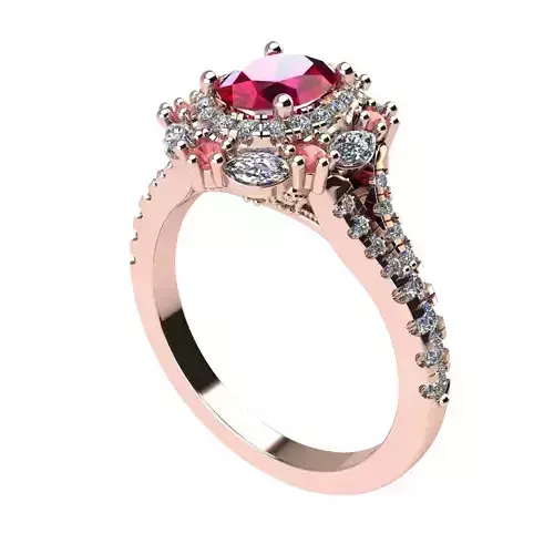 00151 engagement ring with ruby stone and diamonds