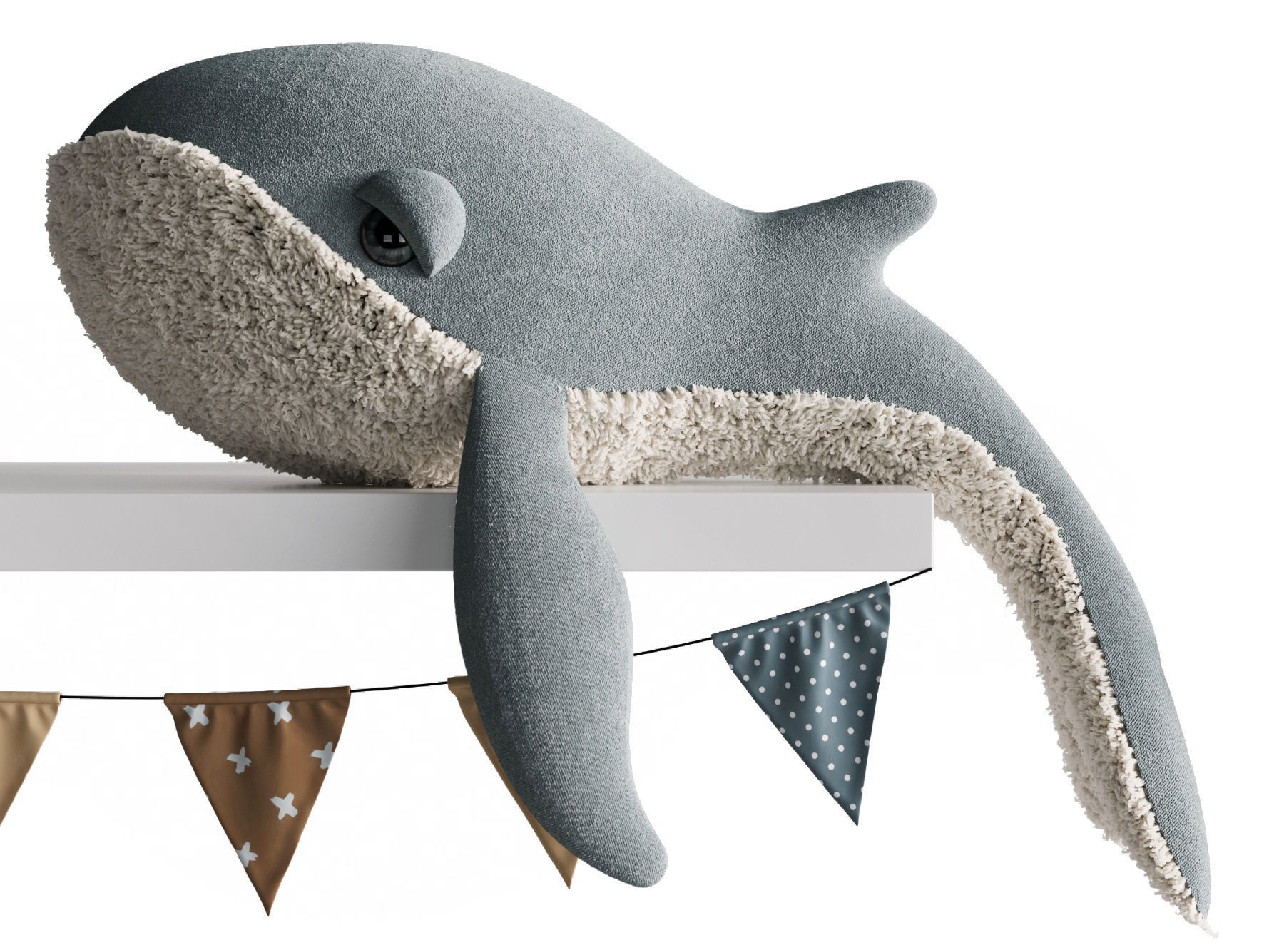 Toys Collection whale on shelf with bunting 3D model_3