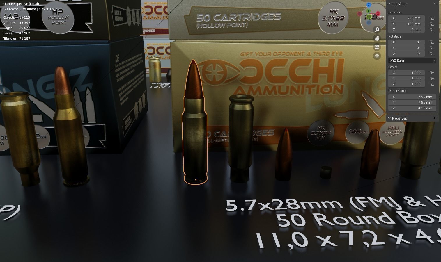 Small Caliber Ammunition Set - Ammo and Ammobox 3D model_23