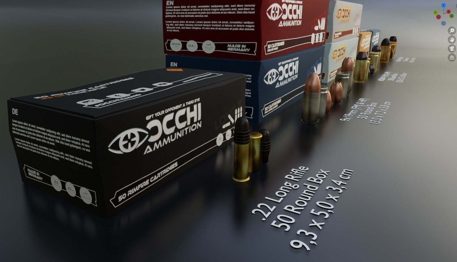 Small Caliber Ammunition Set - Ammo and Ammobox 3D model_12
