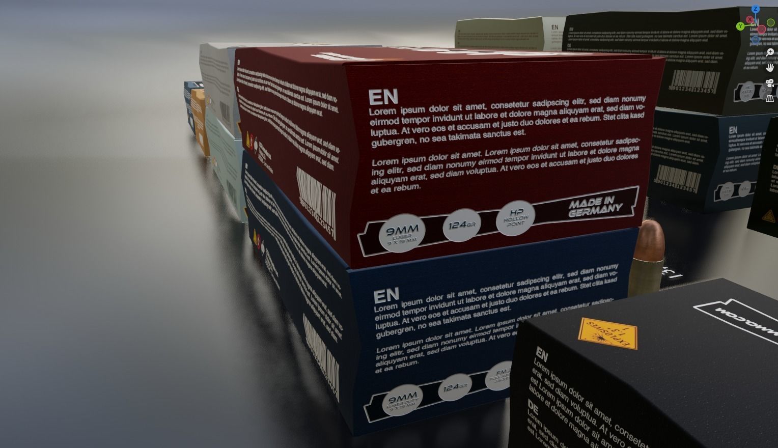 Small Caliber Ammunition Set - Ammo and Ammobox 3D model_17