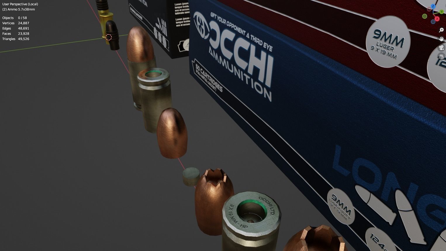 Small Caliber Ammunition Set - Ammo and Ammobox 3D model_9