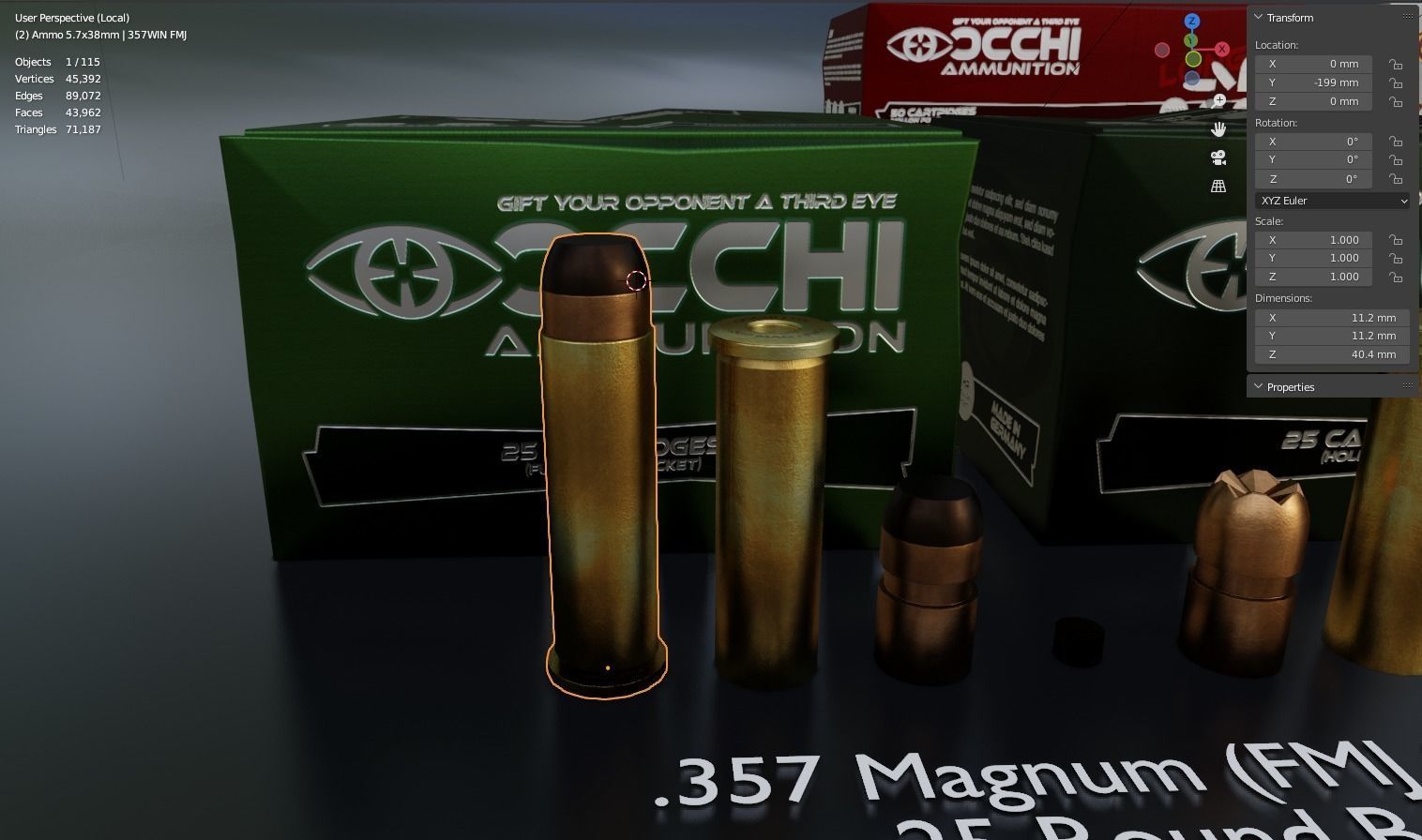 Small Caliber Ammunition Set - Ammo and Ammobox 3D model_21
