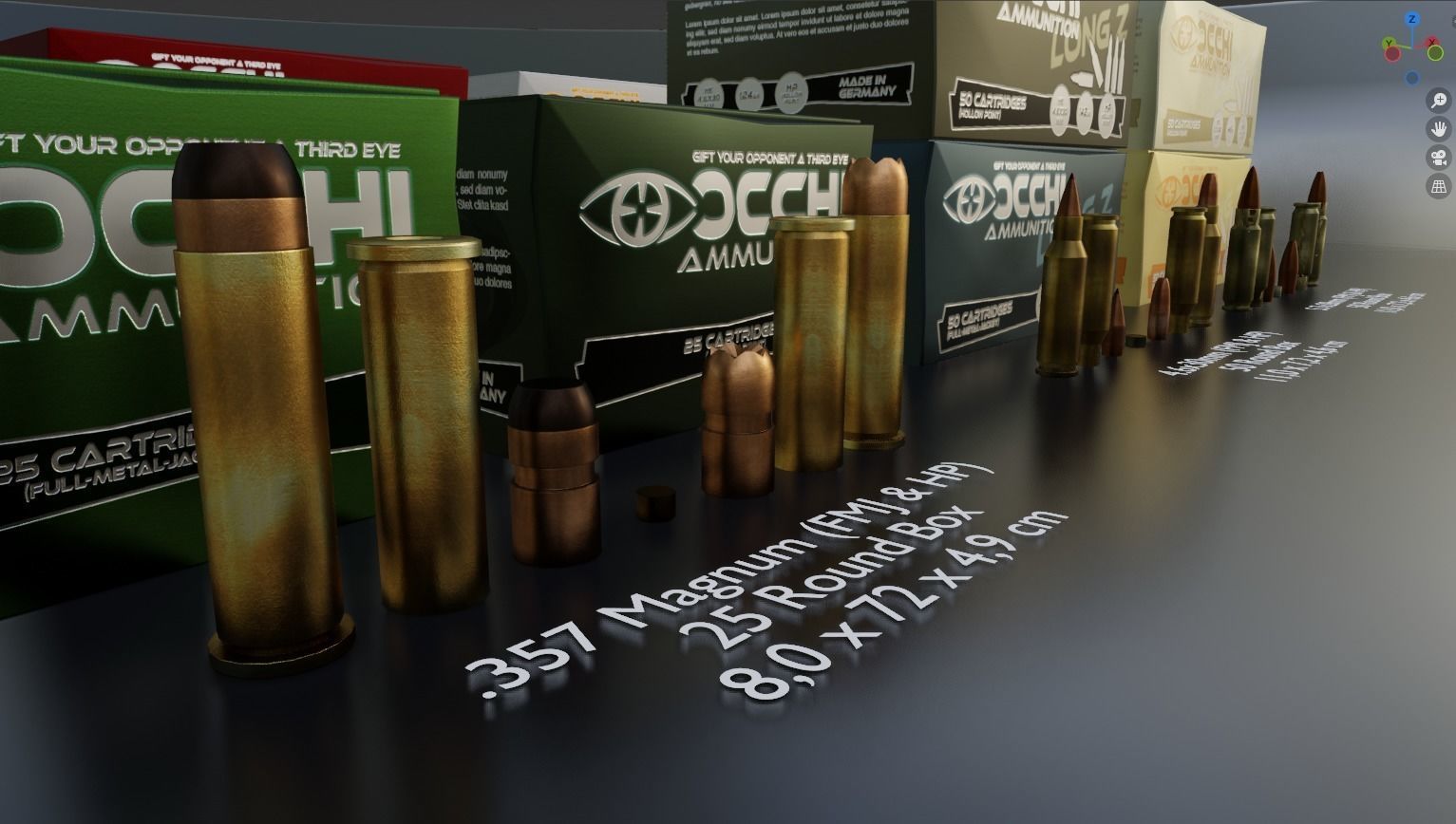 Small Caliber Ammunition Set - Ammo and Ammobox 3D model_11