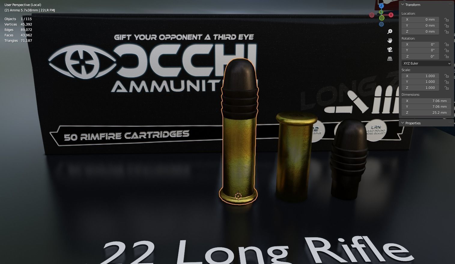 Small Caliber Ammunition Set - Ammo and Ammobox 3D model_19