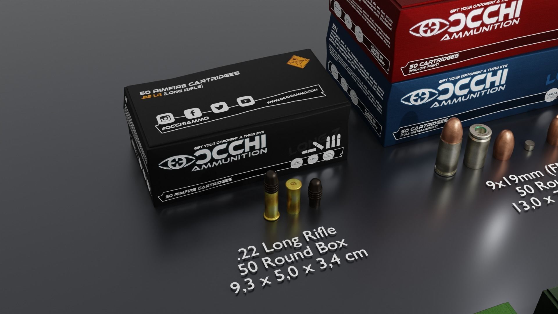 Small Caliber Ammunition Set - Ammo and Ammobox 3D model_1