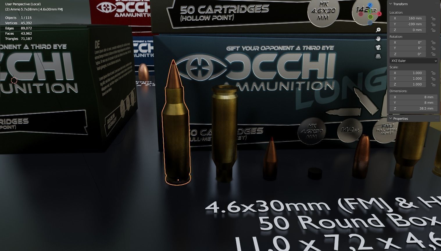 Small Caliber Ammunition Set - Ammo and Ammobox 3D model_22