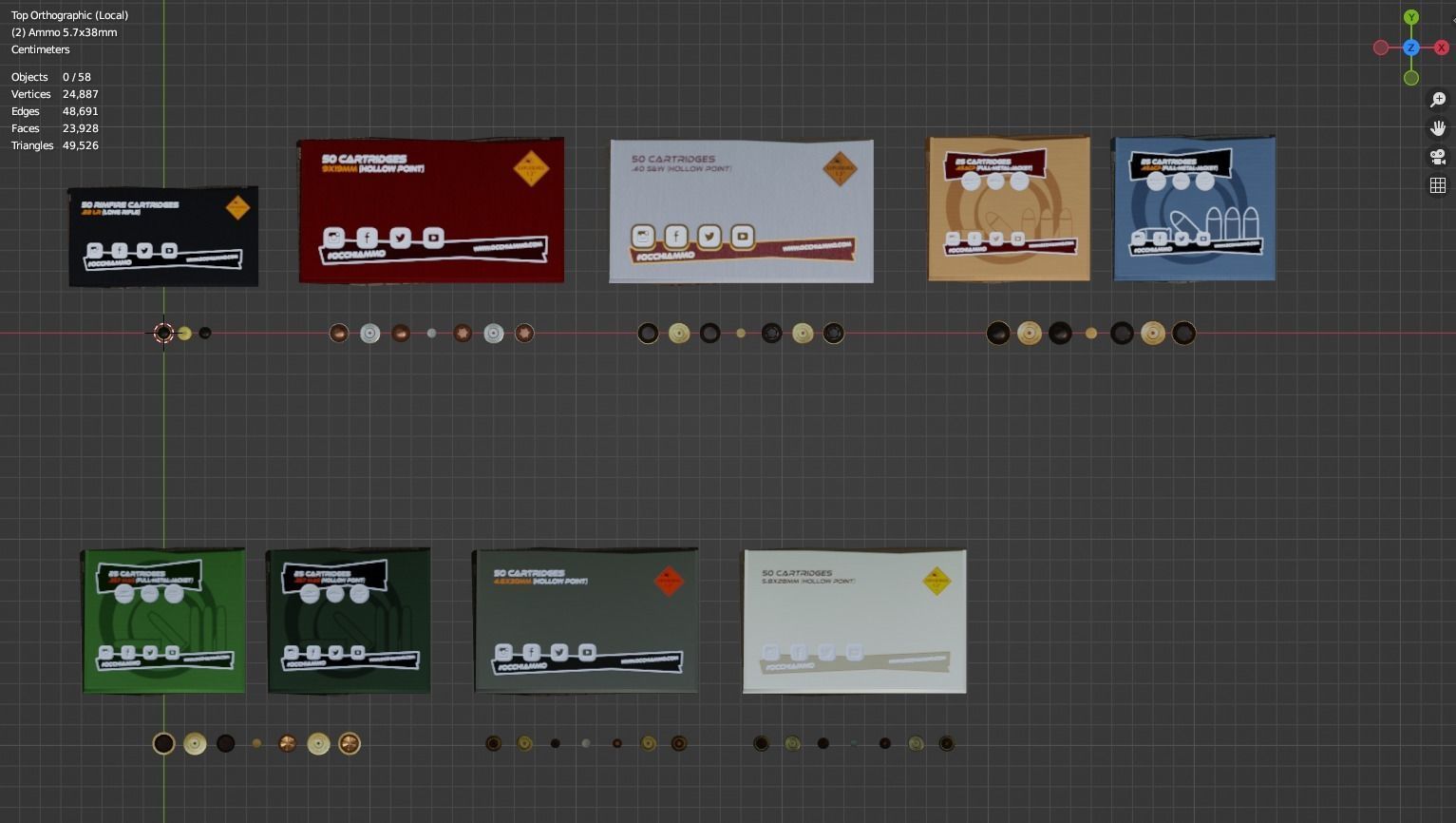 Small Caliber Ammunition Set - Ammo and Ammobox 3D model_13