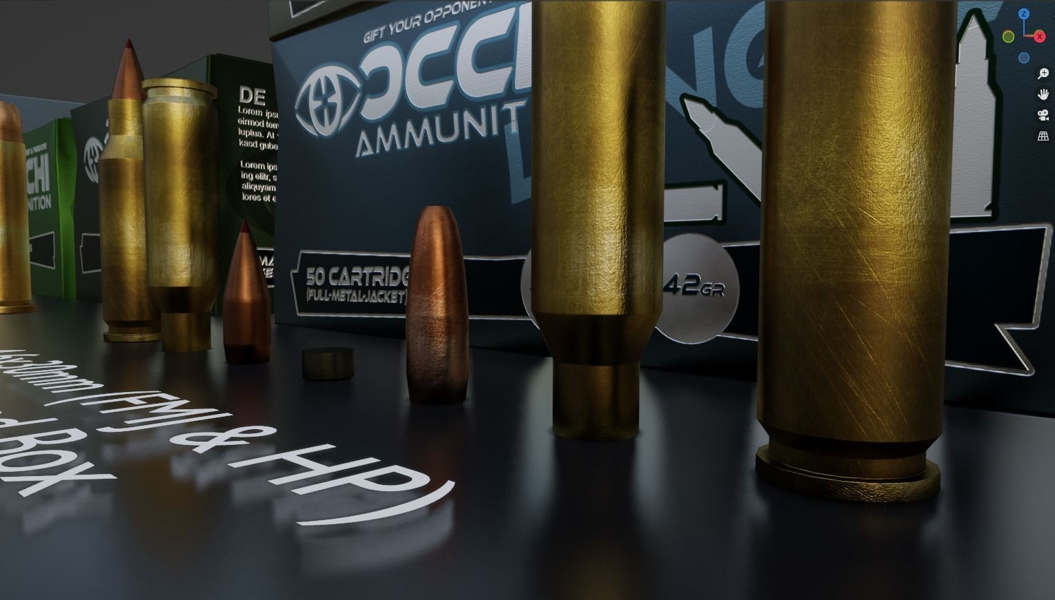 Small Caliber Ammunition Set - Ammo and Ammobox 3D model_10