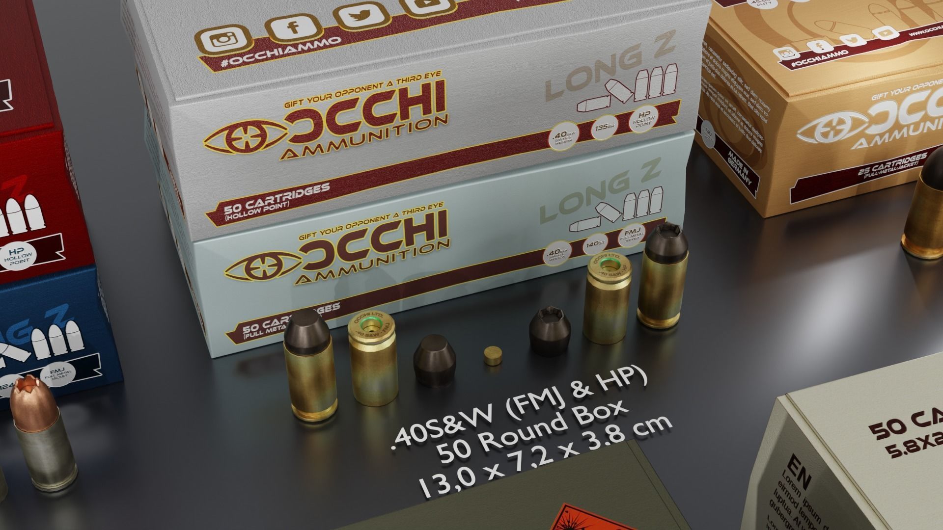 Small Caliber Ammunition Set - Ammo and Ammobox 3D model_3