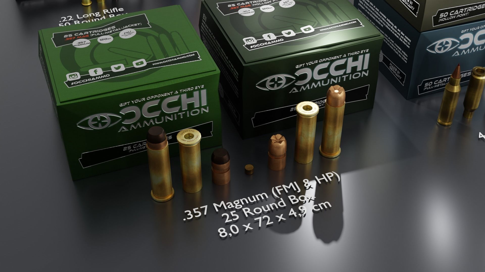 Small Caliber Ammunition Set - Ammo and Ammobox 3D model_5