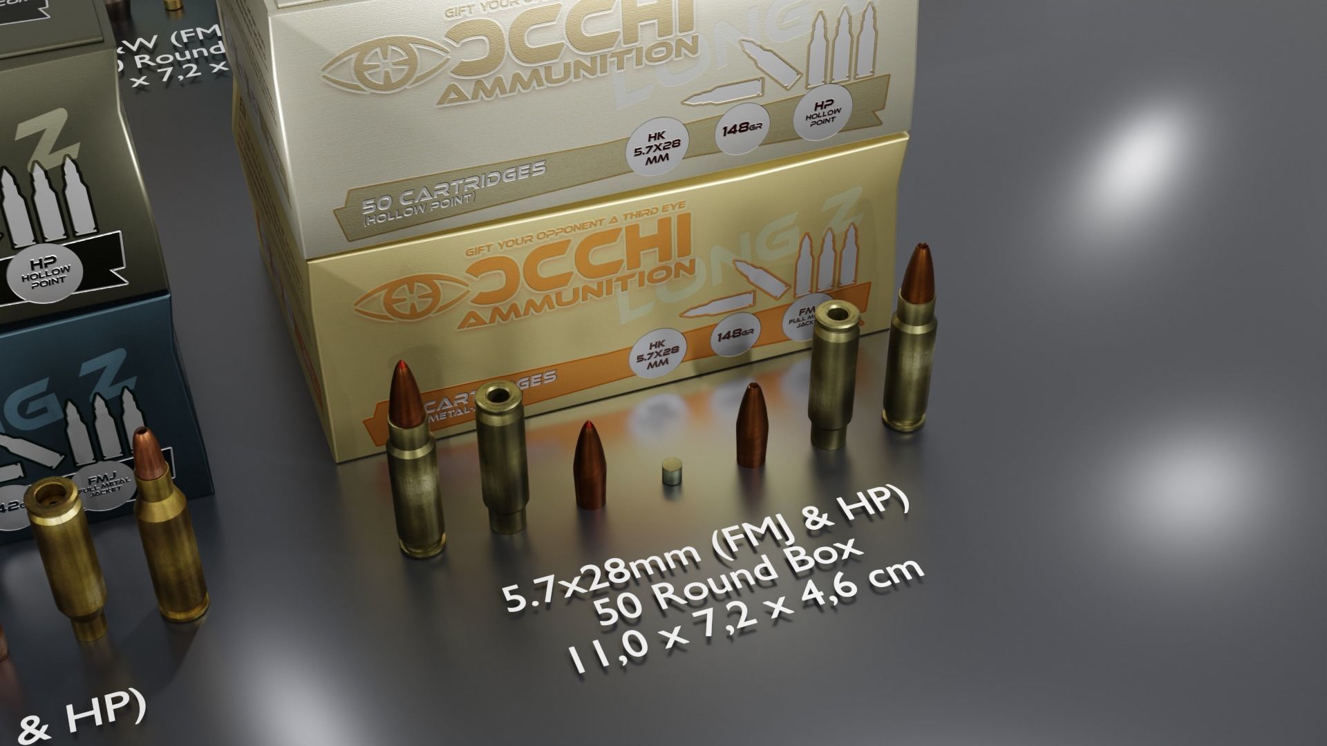 Small Caliber Ammunition Set - Ammo and Ammobox 3D model_7