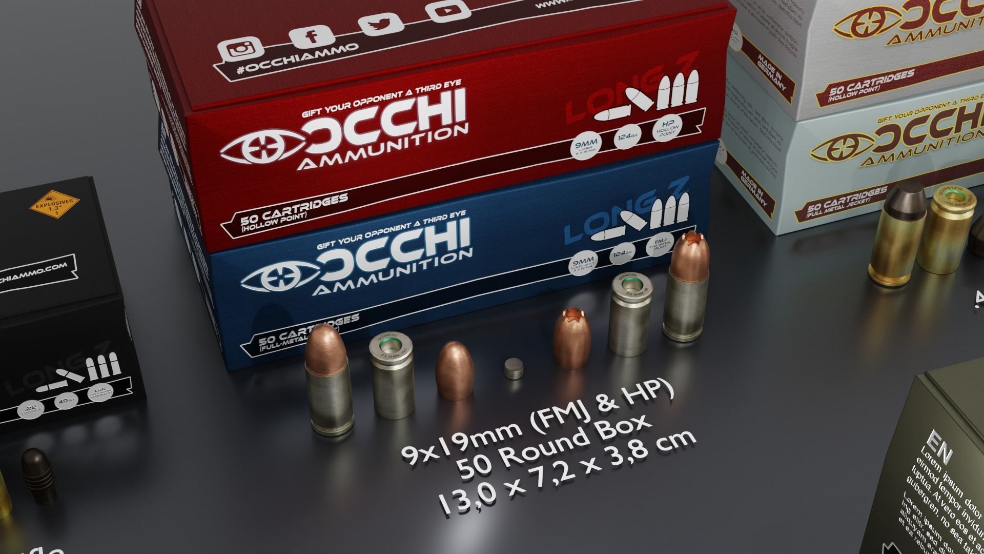 Small Caliber Ammunition Set - Ammo and Ammobox 3D model_2