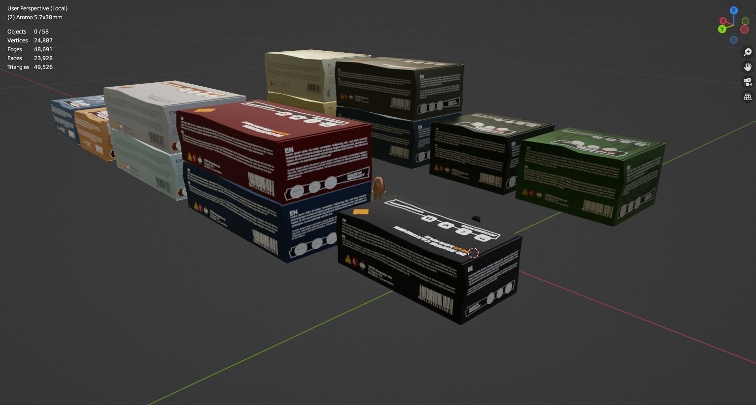 Small Caliber Ammunition Set - Ammo and Ammobox 3D model_14