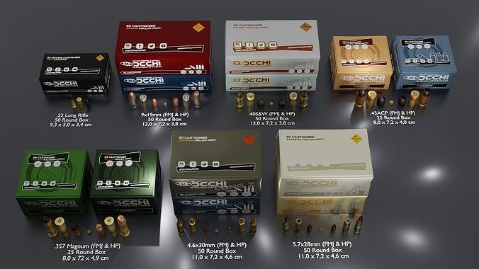 Small Caliber Ammunition Set - Ammo and Ammobox 3D model
