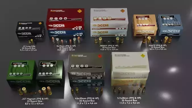 Small Caliber Ammunition Set - Ammo and Ammobox 3D model