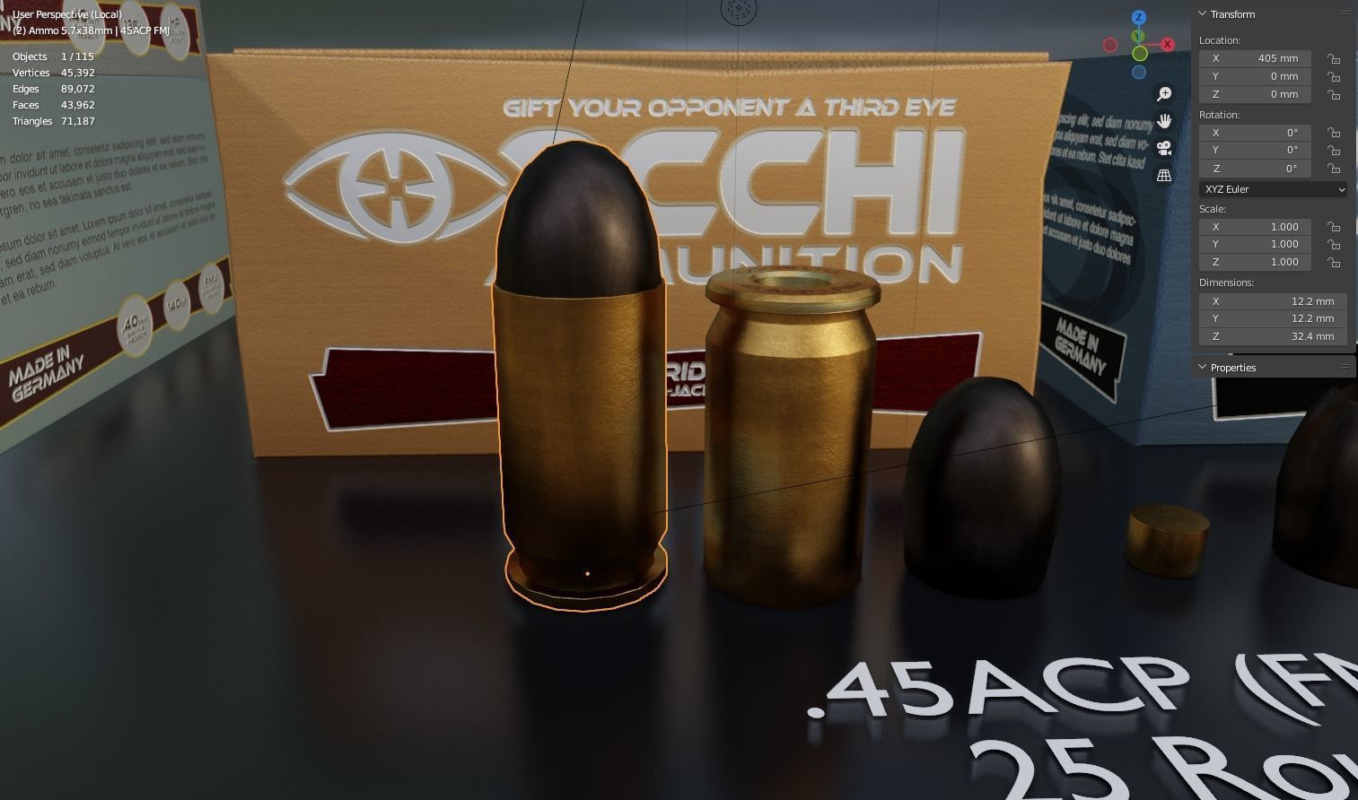 Small Caliber Ammunition Set - Ammo and Ammobox 3D model_20