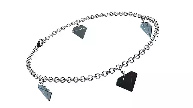 Silver Diamond Charm Bracelet 3D model