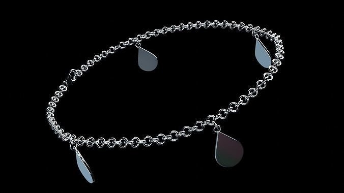 Silver Teardrop Charm Bracelet 3D model