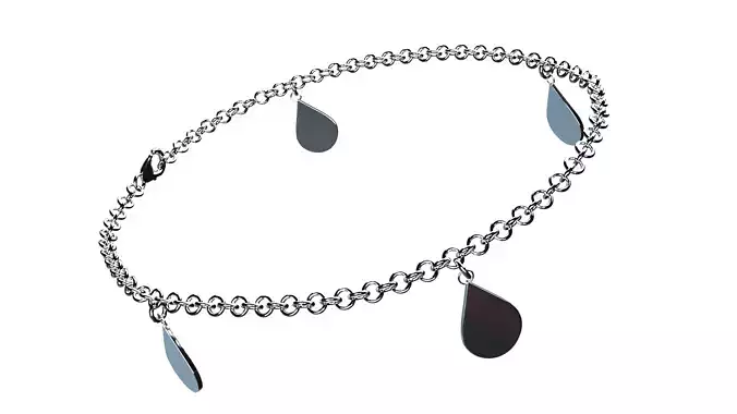 Silver Teardrop Charm Bracelet 3D model