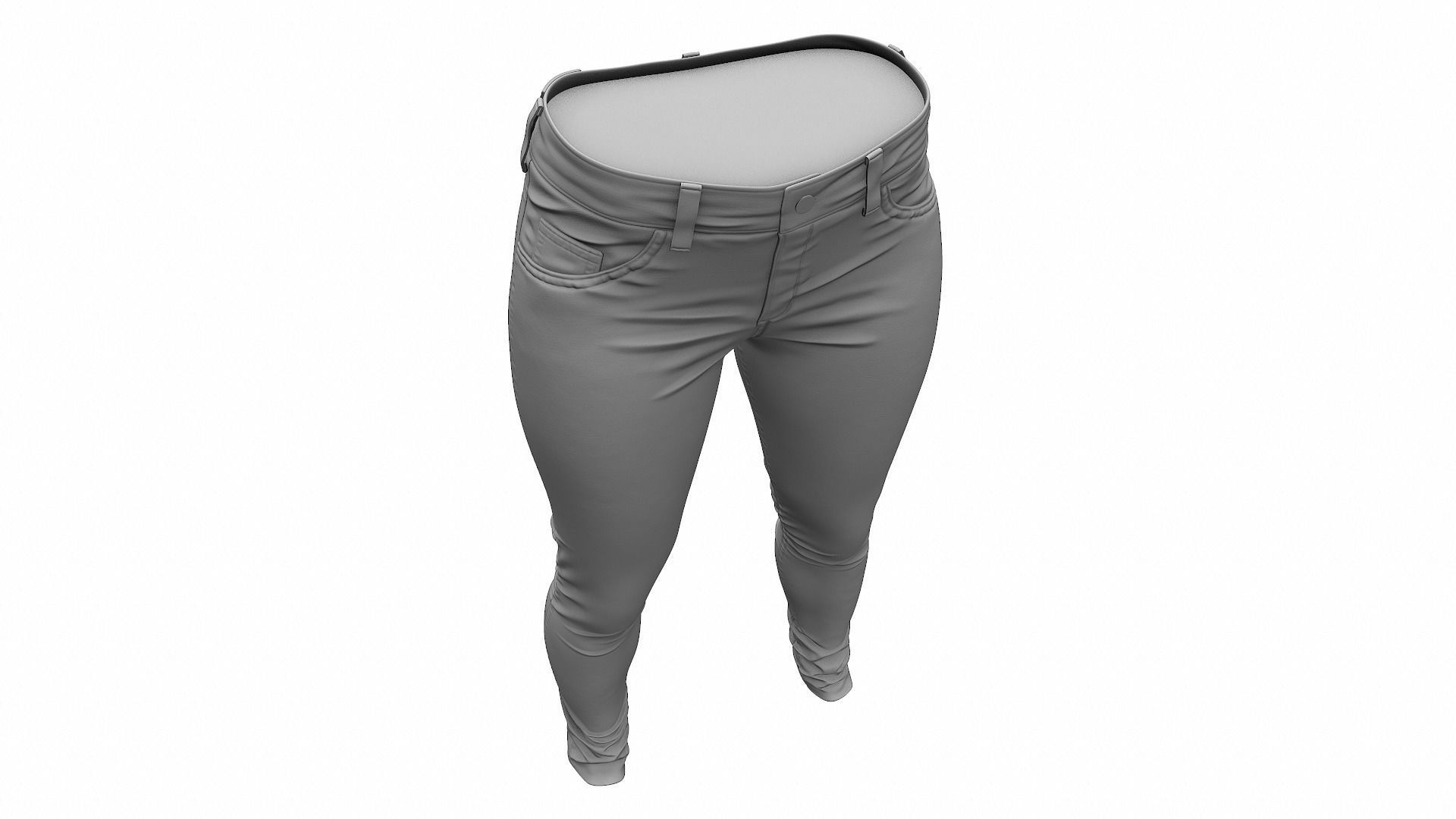 Female Jeans Pants High Poly 3D model_10