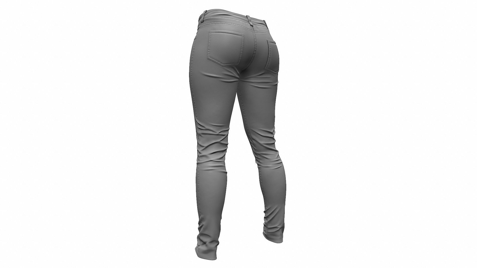 Female Jeans Pants High Poly 3D model_6