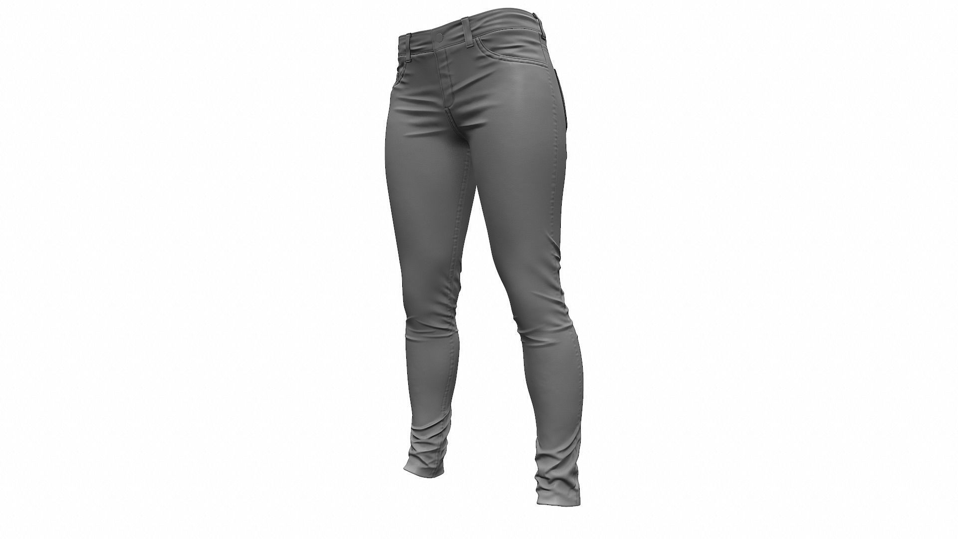 Female Jeans Pants High Poly 3D model_9