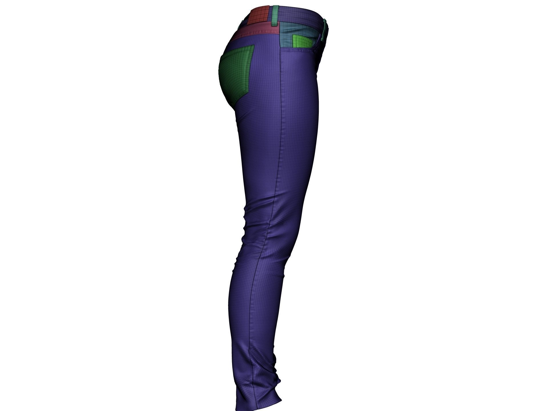 Female Jeans Pants High Poly 3D model_14