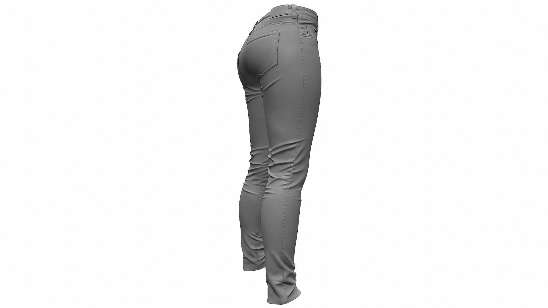 Female Jeans Pants High Poly 3D model_3