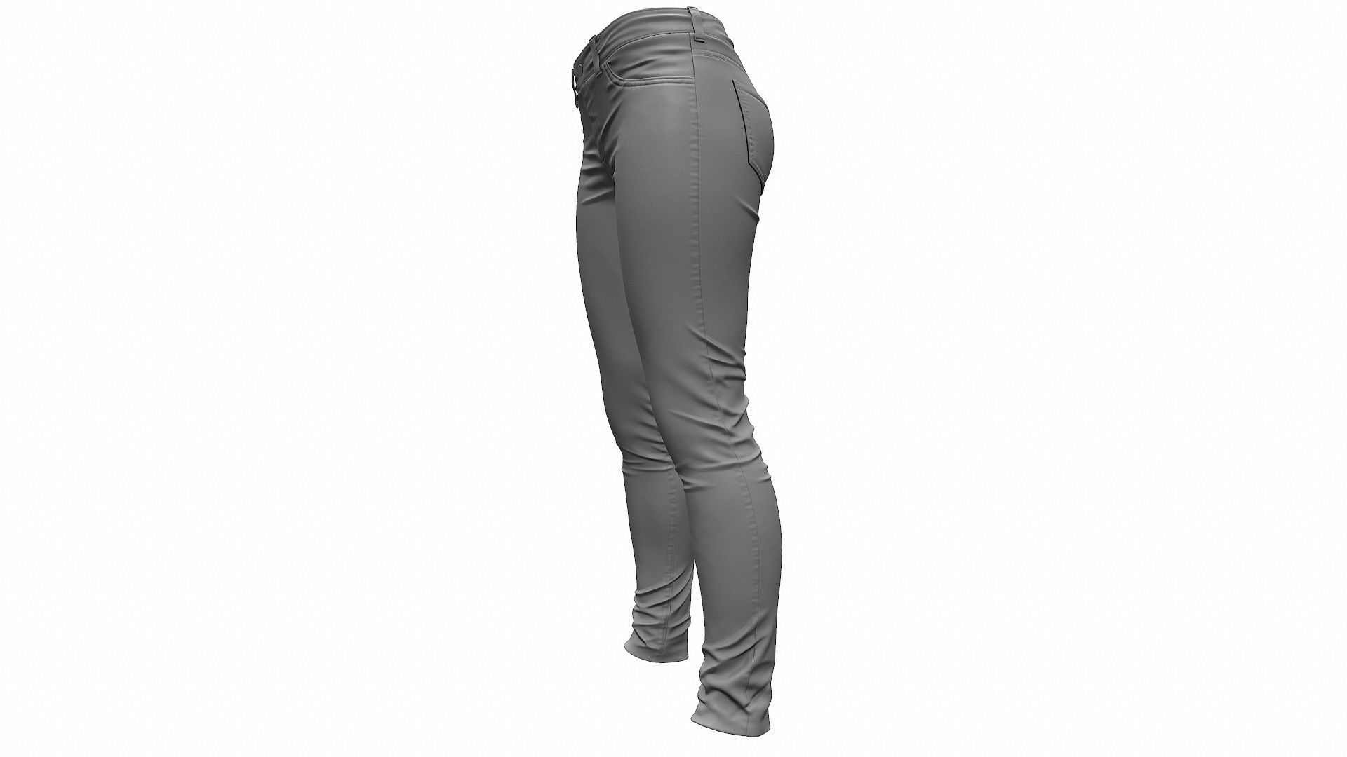 Female Jeans Pants High Poly 3D model_8