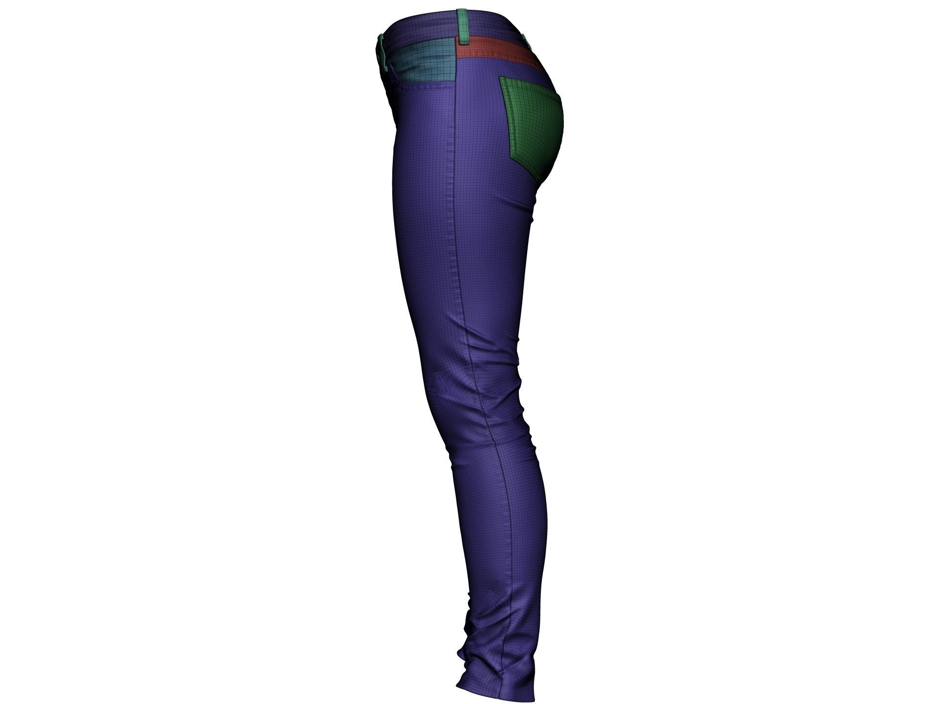 Female Jeans Pants High Poly 3D model_16