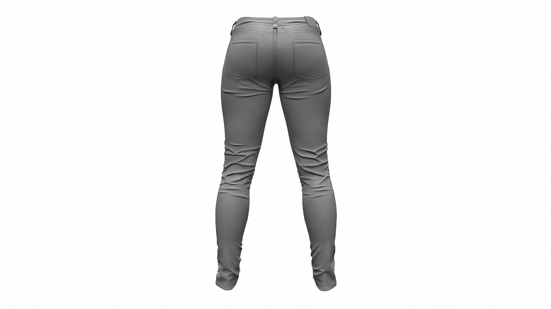 Female Jeans Pants High Poly 3D model_5
