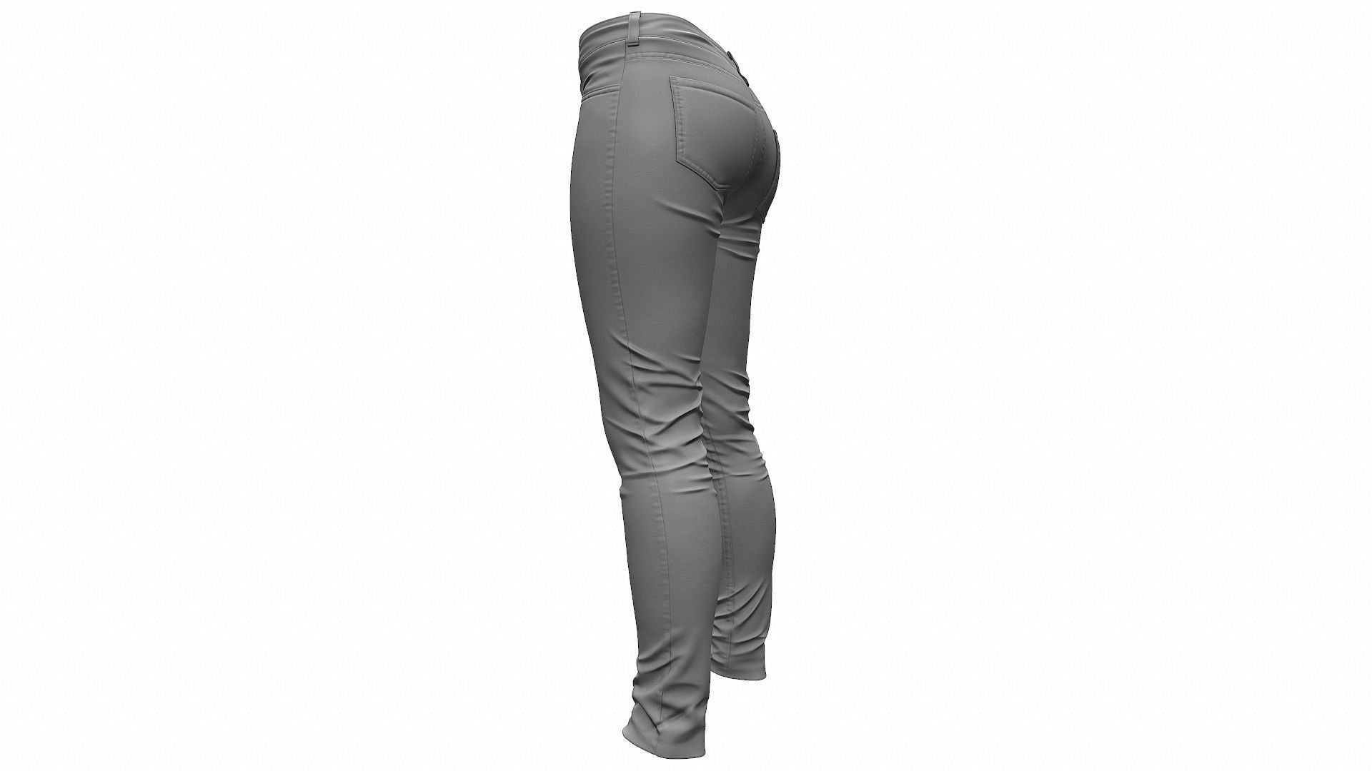 Female Jeans Pants High Poly 3D model_7