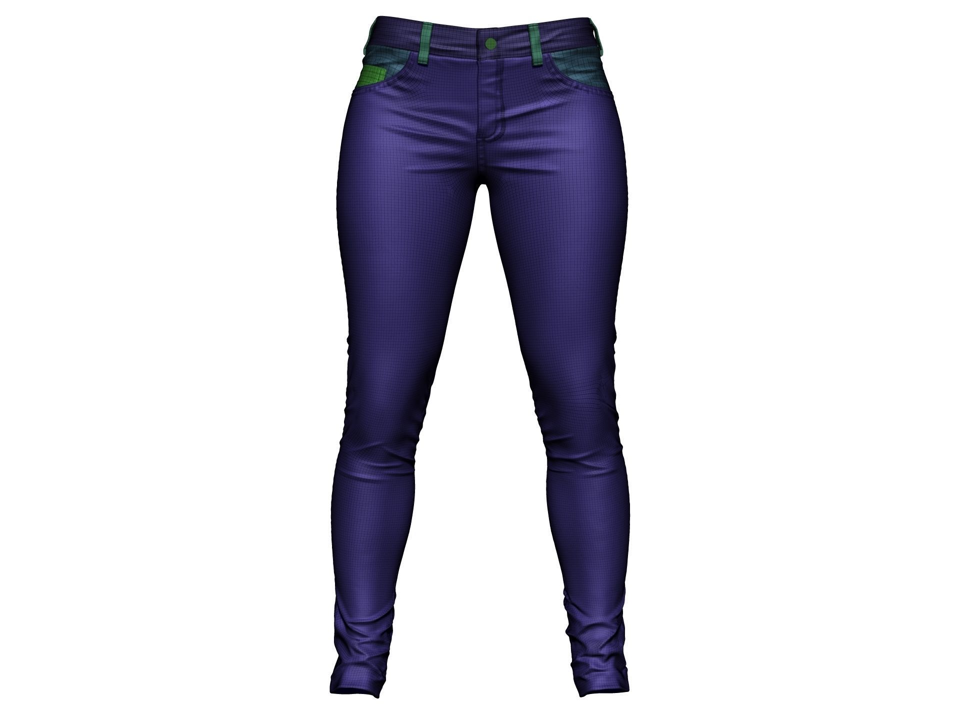 Female Jeans Pants High Poly 3D model_13