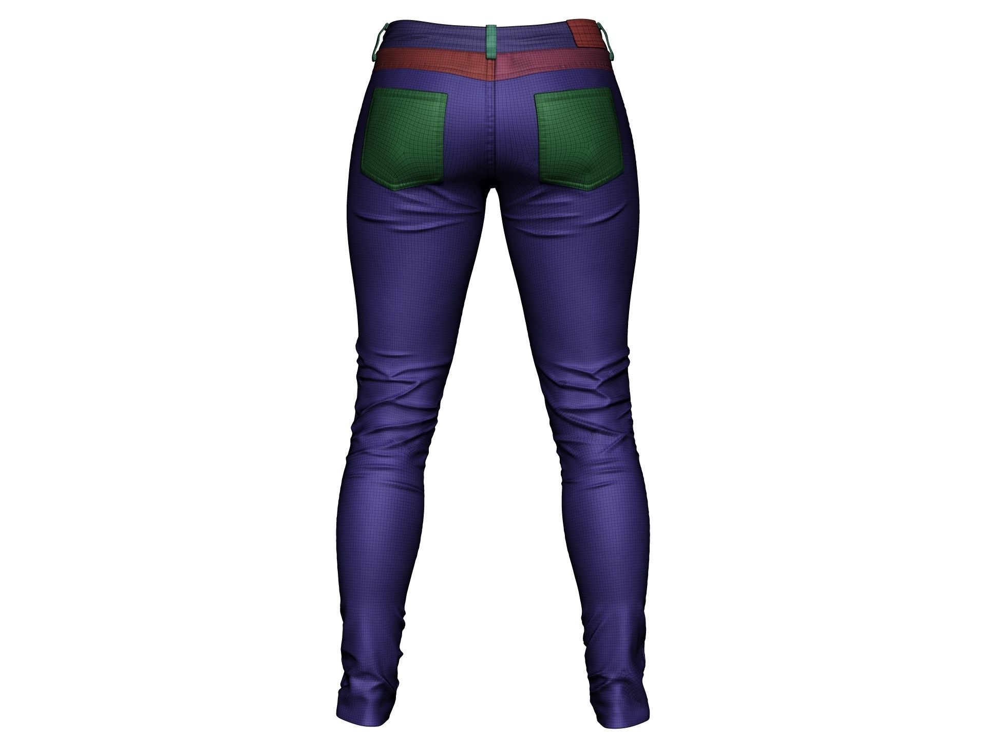 Female Jeans Pants High Poly 3D model_15