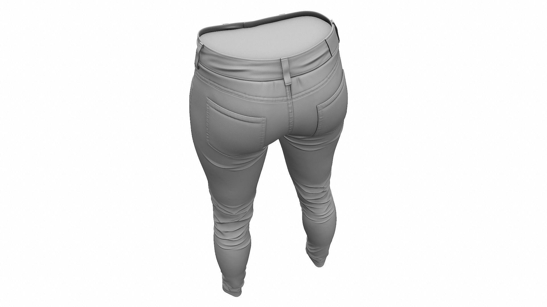 Female Jeans Pants High Poly 3D model_11