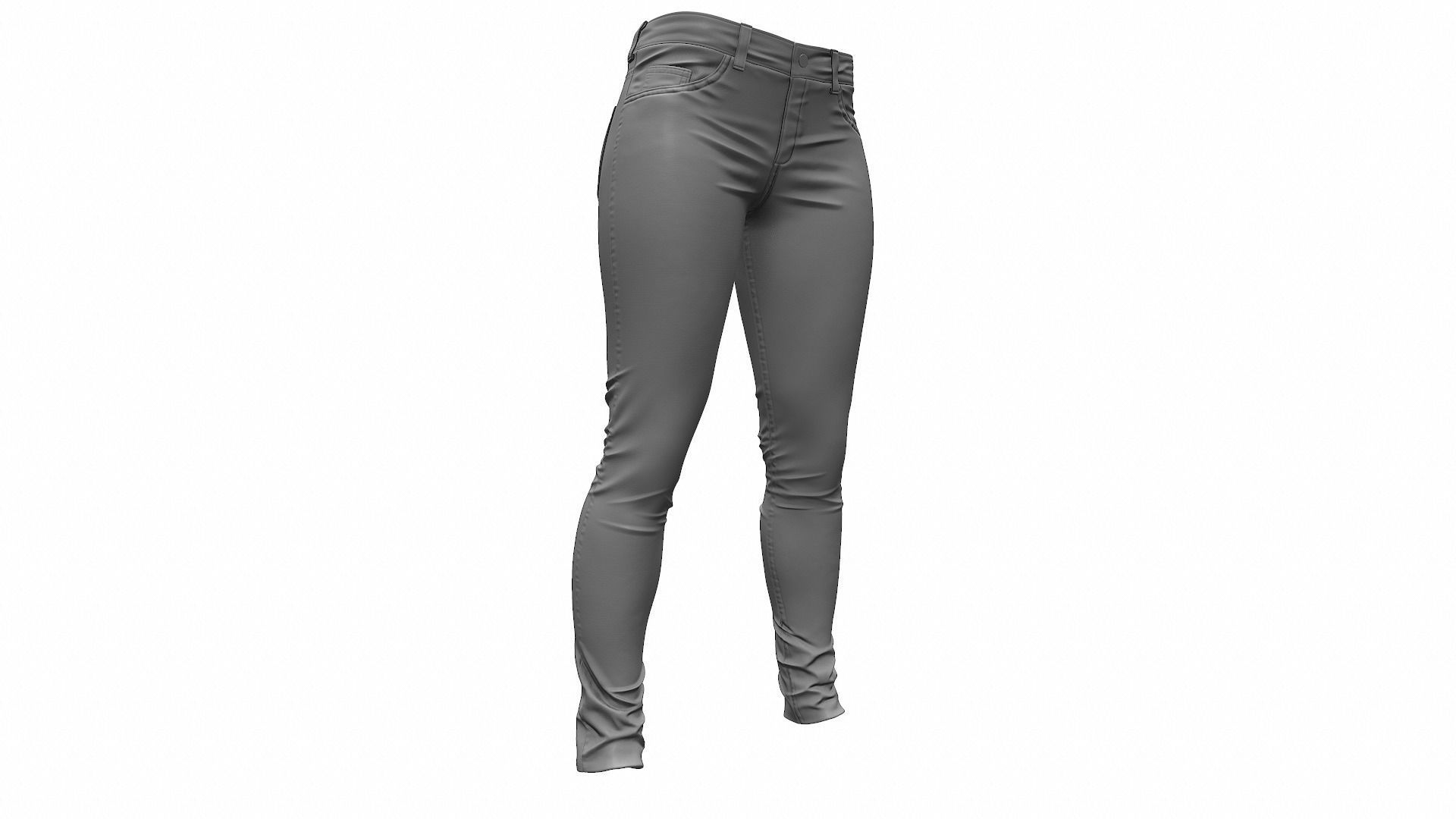 Female Jeans Pants High Poly 3D model_1