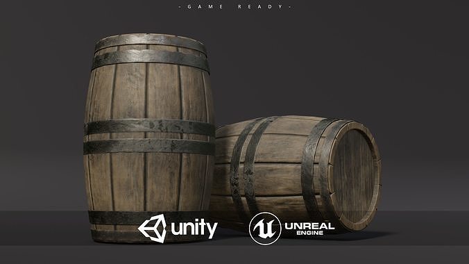 Wooden Barrel Old Low-poly 3D model