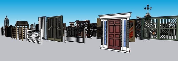 Modern Gates collection Low-poly 3D model Low-poly 3D model