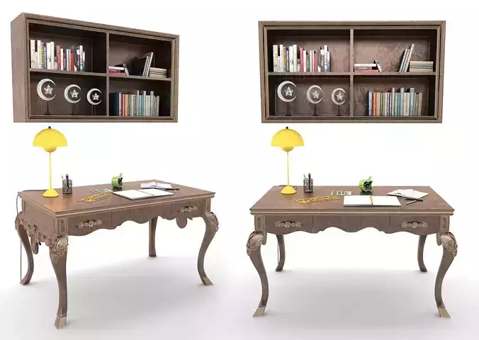 Venedik Study Desk  Low-poly 3D model