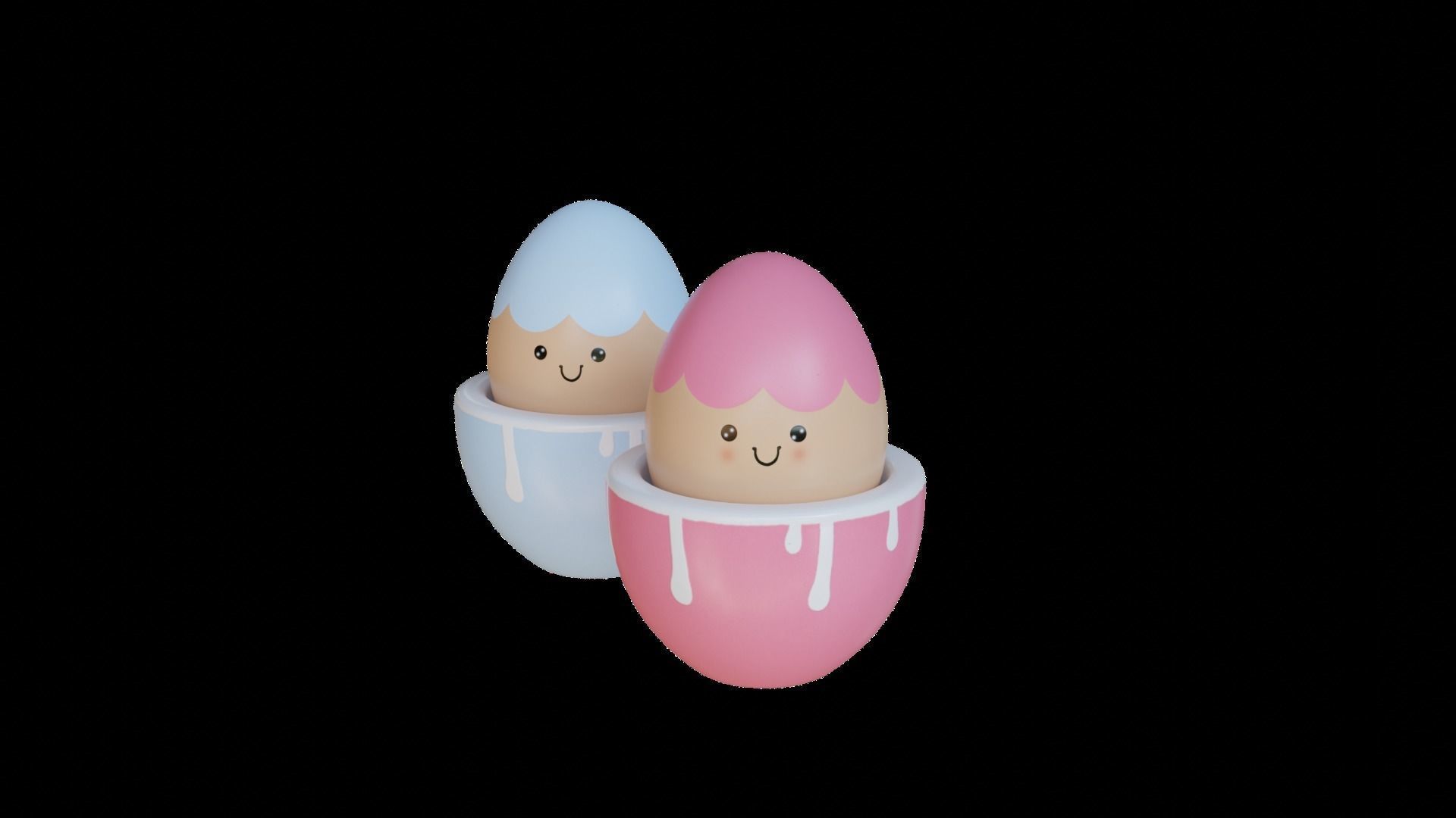Cute Easter Eggs in Cups 3D model_8
