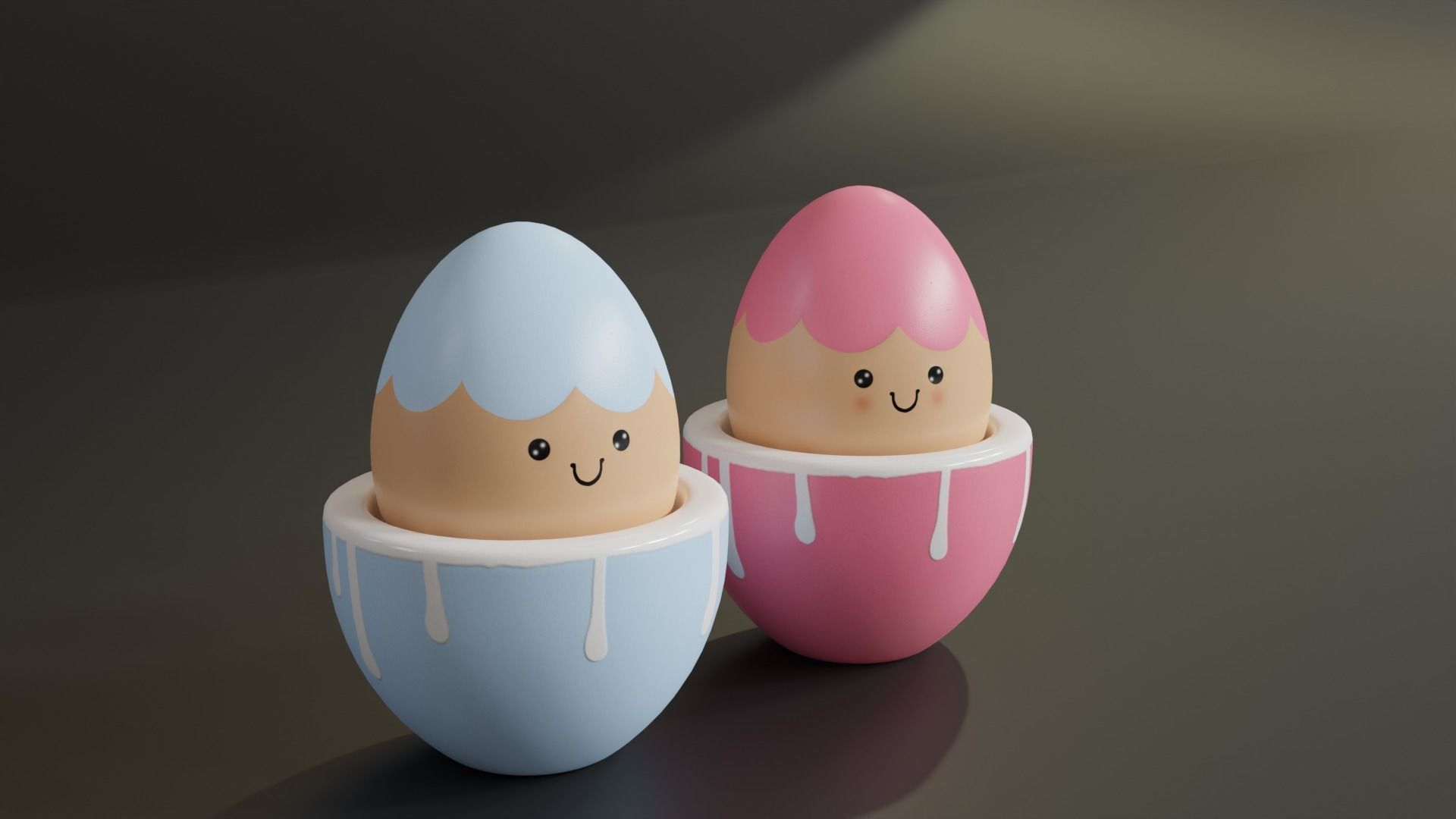 Cute Easter Eggs in Cups 3D model_2