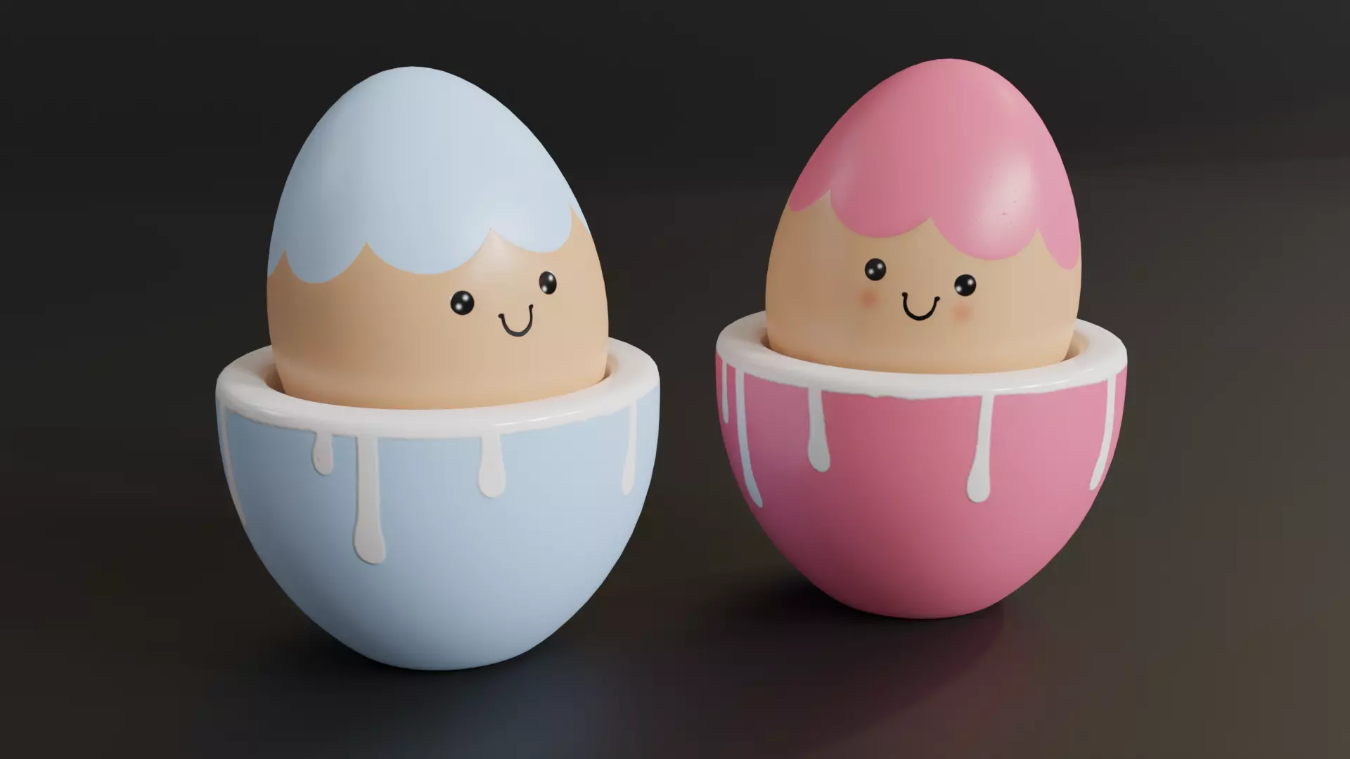 Cute Easter Eggs in Cups 3D model_0