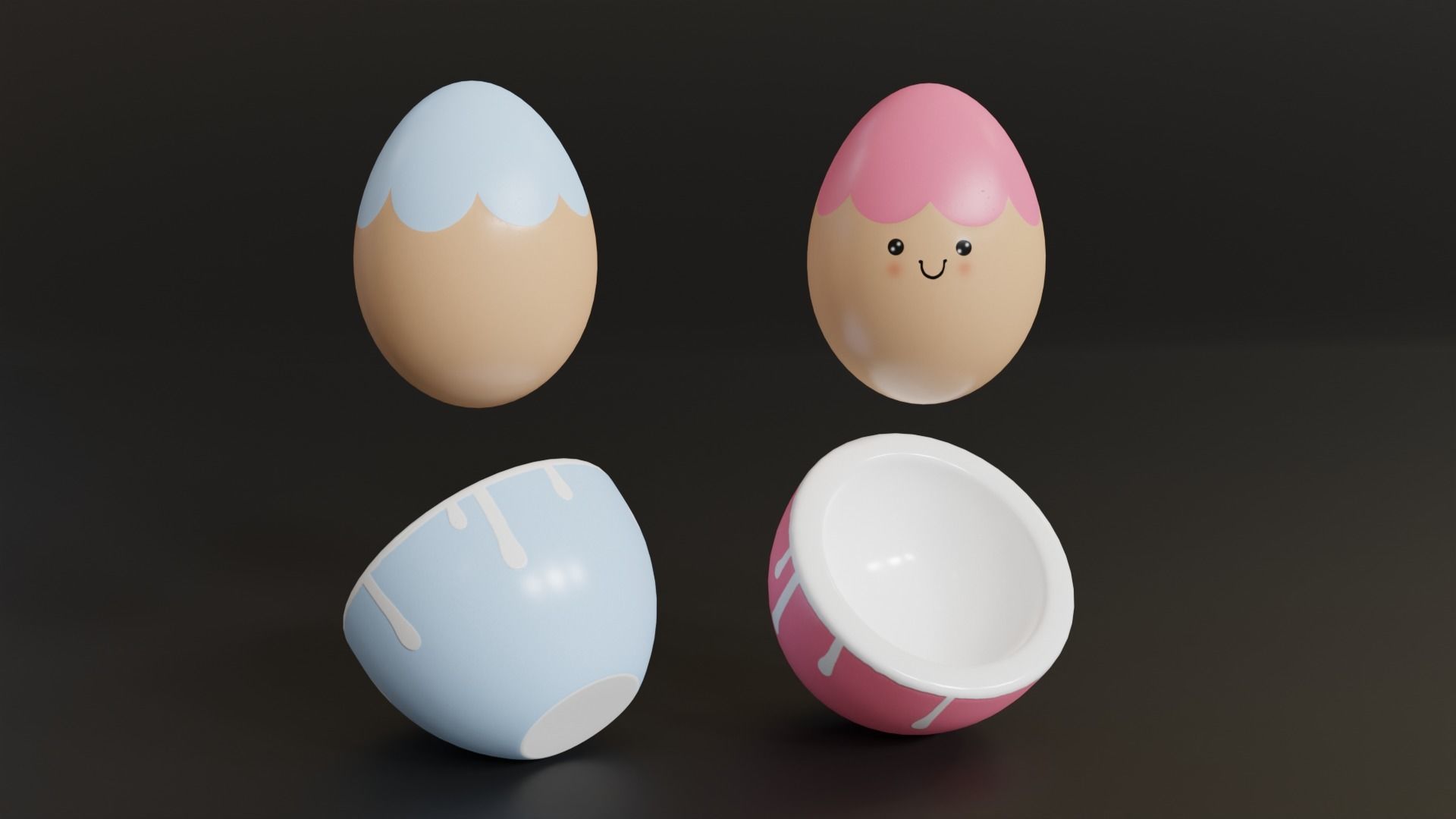 Cute Easter Eggs in Cups 3D model_6
